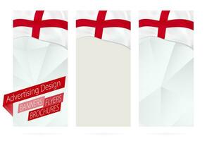 design av banderoller, flygblad, broschyrer med flagga av england. vektor