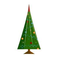 Weihnachten Baum mit bunt Ornamente. Weihnachten Baum gemacht von geometrisch Formen. festlich stilisiert Baum. eben Vektor Illustration.