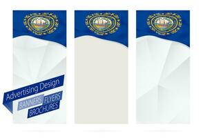 design av banderoller, flygblad, broschyrer med ny hampshire stat flagga. vektor