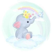 söt baby elefant i akvarell illustration vektor