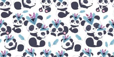 söt baby panda sömlösa mönster vektor