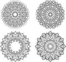 Mandala Sammlung Vektor kostenloser Vektor. Kreisförmiges Blumenset Mandala