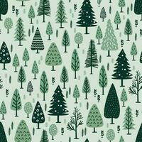 Weihnachten nahtlos Muster. Grün Fichte, Gebüsch und Bäume. Vektor Illustration. Natur Design
