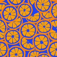 Hand gezeichnet nahtlos Muster mit Orange Scheiben auf dunkel Blau Hintergrund. Textur mit Zitrusfrüchte vektor