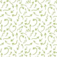 Hand gezeichnet nahtlos Muster Grün Pfeil Illustration auf Weiß Hintergrund. großartig zum Etikett, drucken, Verpackung, Stoff. vektor