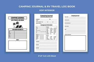 Camping Tagebuch und rv Reise Log Buch kdp Innere vektor