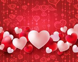 Valentinsgrußtageshintergrund mit roten und weißen Herzen Konzept der Ballone 3d vektor
