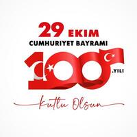 9 ekim cumhuriyet Bayrami Übersetzung 100 Jahre Oktober 29 Republik Tag glücklich Urlaub vektor