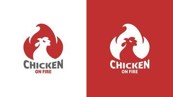 enkel elegant kyckling på brand logotyp silhuett stil begrepp vektor