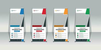 kreative geschäftsagentur roll-up-banner-design oder pull-up-banner-vorlage vektor