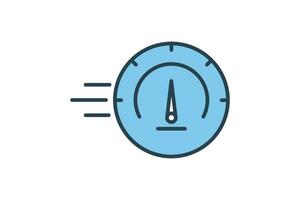 Tachometer Symbol. Symbol verbunden zu Geschwindigkeit. geeignet zum Netz Grundstück, Anwendung, Benutzer Schnittstellen, druckbar usw. eben Linie Symbol Stil. einfach Vektor Design editierbar