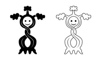 svart och vit oändlig träd karaktär vektor illustration. maskot, linje, silhuett och hand dragen stil. Begagnade för logotyp, ikon, symbol, tecken eller skriva ut