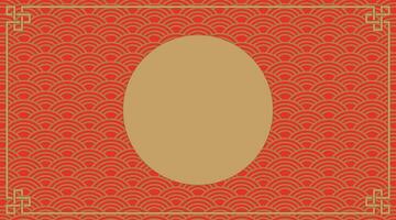 Mond- Chinesisch Neu Jahr Dekoration Banner, Vektor Gold Rahmen und Chinesisch Welle Muster, chinesisch traditionell orientalisch Ornament im rot Hintergrund