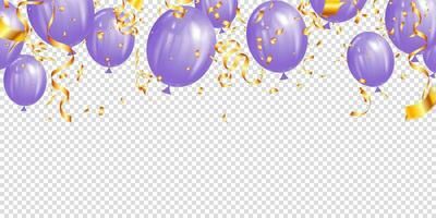 fest flygande lila realistisk ballonger lila vektor illustration. mallar för plakat, baner och bakgrund