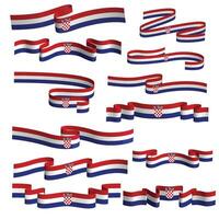 kroatien flagga band vektor bunt uppsättning