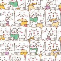 Süße Katze Cartoon Kochen Bäckerei nahtlose Muster vektor
