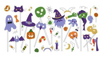 groß einstellen mit Karneval Masken von das Halloween Party. Farbe Gekritzel Vektor Illustration.