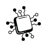 Mikrochip Gekritzel Symbol Design Illustration. Wissenschaft und Technologie Symbol auf Weiß Hintergrund eps 10 Datei vektor