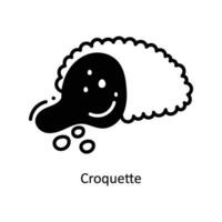 Krokette Gekritzel Symbol Design Illustration. Essen und Getränke Symbol auf Weiß Hintergrund eps 10 Datei vektor
