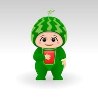 Vektor Wassermelone Obst kawaii Karikatur Charakter Vektor komisch Wassermelone Obst kawaii Illustration