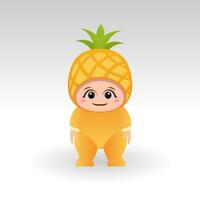 Vektor Ananas Obst kawaii Karikatur Charakter Vektor komisch Ananas Obst kawaii Illustration