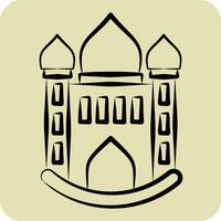 ikon moskén. relaterad till ikon byggnad symbol. hand dragen stil. enkel design redigerbar. enkel illustration vektor