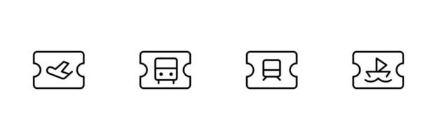 Fahrkarte Symbol. Transport Fahrkarte Vektor Illustration. linear editierbar Schlaganfall. Linie, solide, eben Linie, dünn Stil und geeignet zum Netz Buchseite, Handy, Mobiltelefon Anwendung, ui, ux Design.