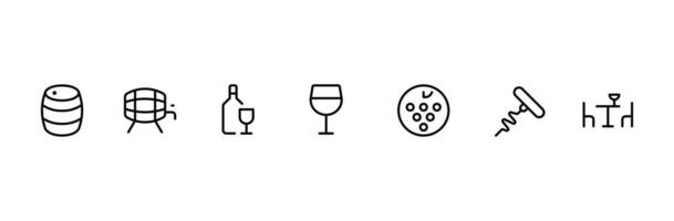 vin relaterad ikon vektor uppsättning design med redigerbar stroke. linje, fast, platt linje, tunn stil och lämplig för webb sida, mobil app, ui, ux design.