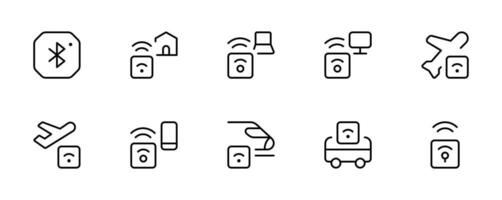 wi-fi, trådlös förbindelse, beacons, antenn signal styrka ikon. vektor ikoner uppsättning för webb, ui och app i översikt redigerbar stroke.