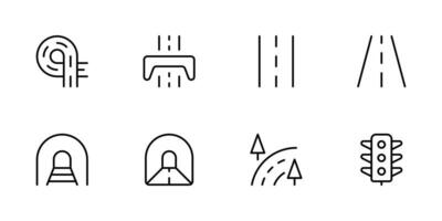 Straße Symbol. Straße und Autobahn, der Verkehr und Fahren. Vektor Illustration. linear editierbar Schlaganfall. Linie, solide, eben Linie, dünn Stil und geeignet zum Netz Buchseite, Handy, Mobiltelefon Anwendung, ui, ux Design.