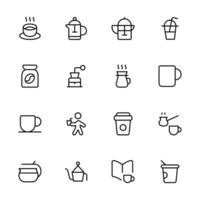 Kaffee Bohne verbunden Symbol Vektor einstellen Design mit editierbar Schlaganfall. Linie, solide, eben Linie, dünn Stil und geeignet zum Netz Buchseite, Handy, Mobiltelefon Anwendung, ui, ux Design.