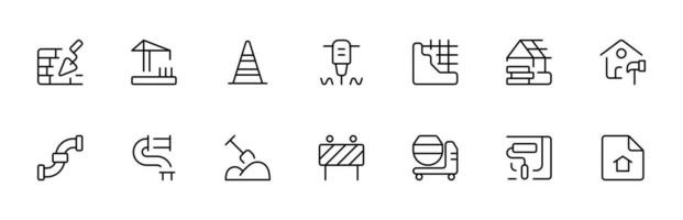konstruktion ikon, linjär redigerbar stroke. linje, fast, platt linje, tunn stil och lämplig för webb sida, mobil app, ui, ux design. vektor
