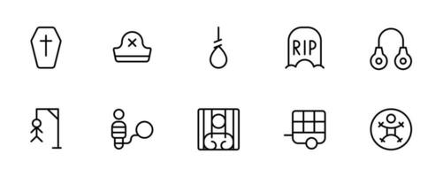 Tod, Friedhof, Gefängnis, Tod, Bestrafung Symbol. Vektor Illustration. linear editierbar Schlaganfall. Linie, solide, eben Linie, dünn Stil und geeignet zum Netz Buchseite, Handy, Mobiltelefon Anwendung, ui, ux Design.