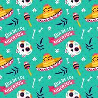 dia de Muertos nahtlos Muster Illustration mit Tag von das tot und Skelett Element im Mexikaner Design vektor