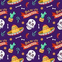 dia de Muertos nahtlos Muster Illustration mit Tag von das tot und Skelett Element im Mexikaner Design vektor