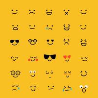 uppsättning av uttryckssymboler. värld emoji dag hälsning kort design mall med annorlunda känslor vektor