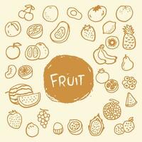 gesund Essen Konzept. bunt groß Sammlung mit Früchte und Gemüse. Obst Linie Illustration vektor