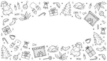 jul och ny år uppsättning av klotter ikoner. vektor illustration av tecknad serie hand dra element av de symbol av jul.