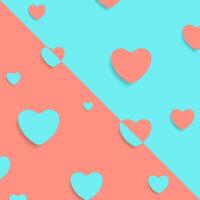 pastell rosa och cyan kontrast hjärtan abstrakt bakgrund vektor