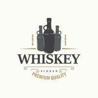 whisky logotyp, dryck märka design med gammal retro årgång prydnad illustration premie mall vektor