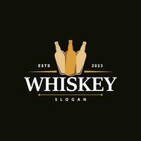 whisky logotyp, dryck märka design med gammal retro årgång prydnad illustration premie mall vektor