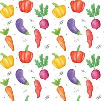 färgrik organisk vegetabiliska illustration textur vattenfärg sömlös mönster bakgrund. illustration är idealisk för menyer, tapet, och kulinariska tema projekt. vektor