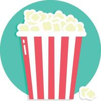 Popcorn Symbol im ein Blau Kreis. runden Symbol im eben Stil. Vektor Illustration