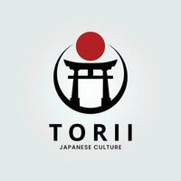 torii Tor mit Sunburst Logo Vektor Symbol Illustration Design