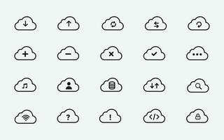 uppsättning av vektor ikoner relaterad till moln teknologi.