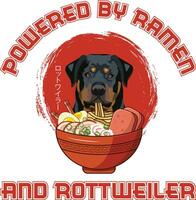 Ramen Sushi Rottweiler Hund Designs sind weit beschäftigt über verschiedene Artikel. vektor