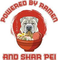 Ramen Sushi shar pei Hund Designs sind weit beschäftigt über verschiedene Artikel. vektor