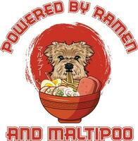 Ramen Sushi Maltipoo Hund Designs sind weit beschäftigt über verschiedene Artikel. vektor