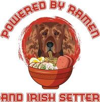 Ramen Sushi irisch Setter Hund Designs sind weit beschäftigt über verschiedene Artikel. vektor