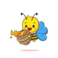süß Biene Tragen Honig Karikatur Charakter. kawaii bezaubernd Tier Konzept Design. isoliert Weiß Hintergrund. Vektor Illustration.